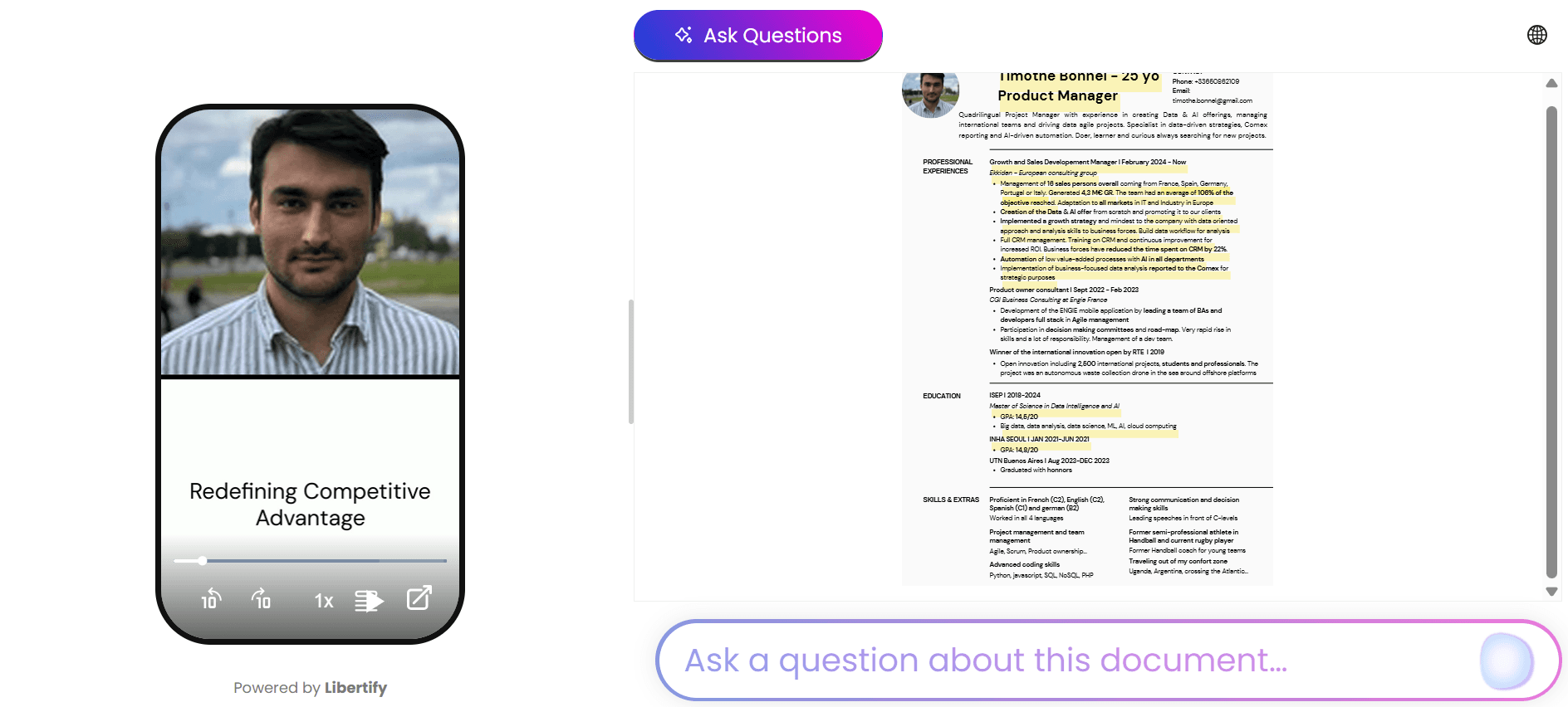 turn cv into experiences