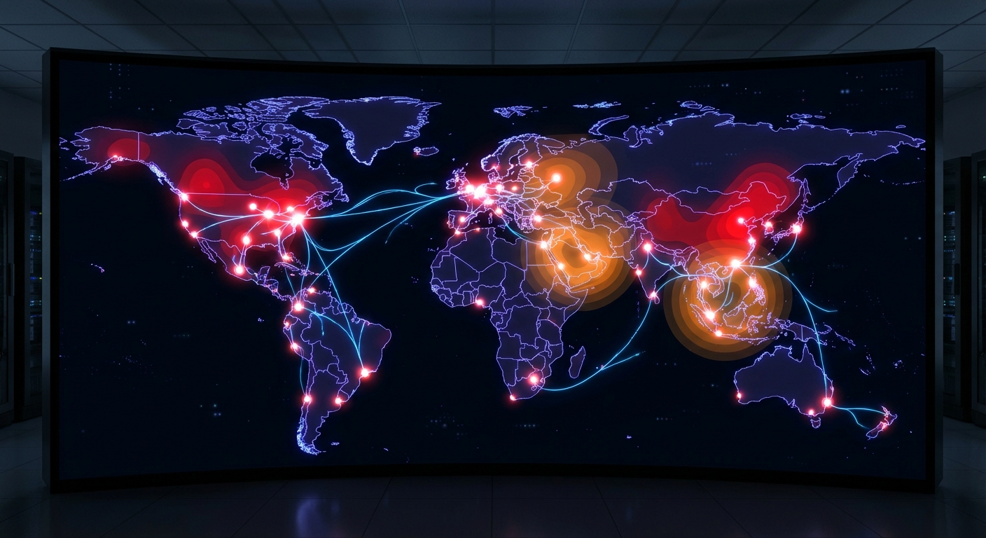 Global financial risk map showing policy uncertainty geopolitical risks and cyber threat indicators for 2025