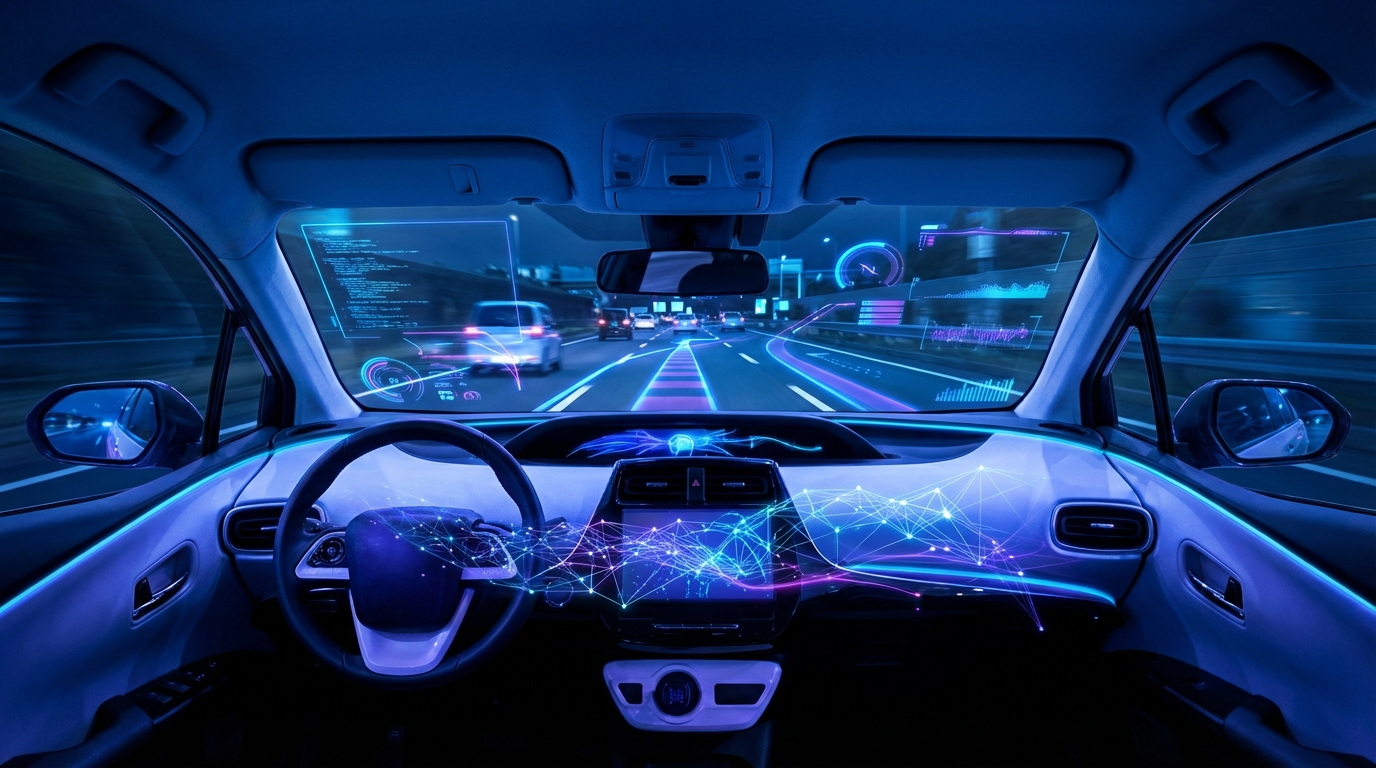 Tesla Full Self-Driving autonomous vehicle technology and AI neural network visualization