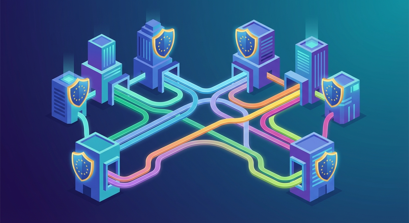 EU Digital Markets Act overview infographic showing six gatekeepers and eight core platform services