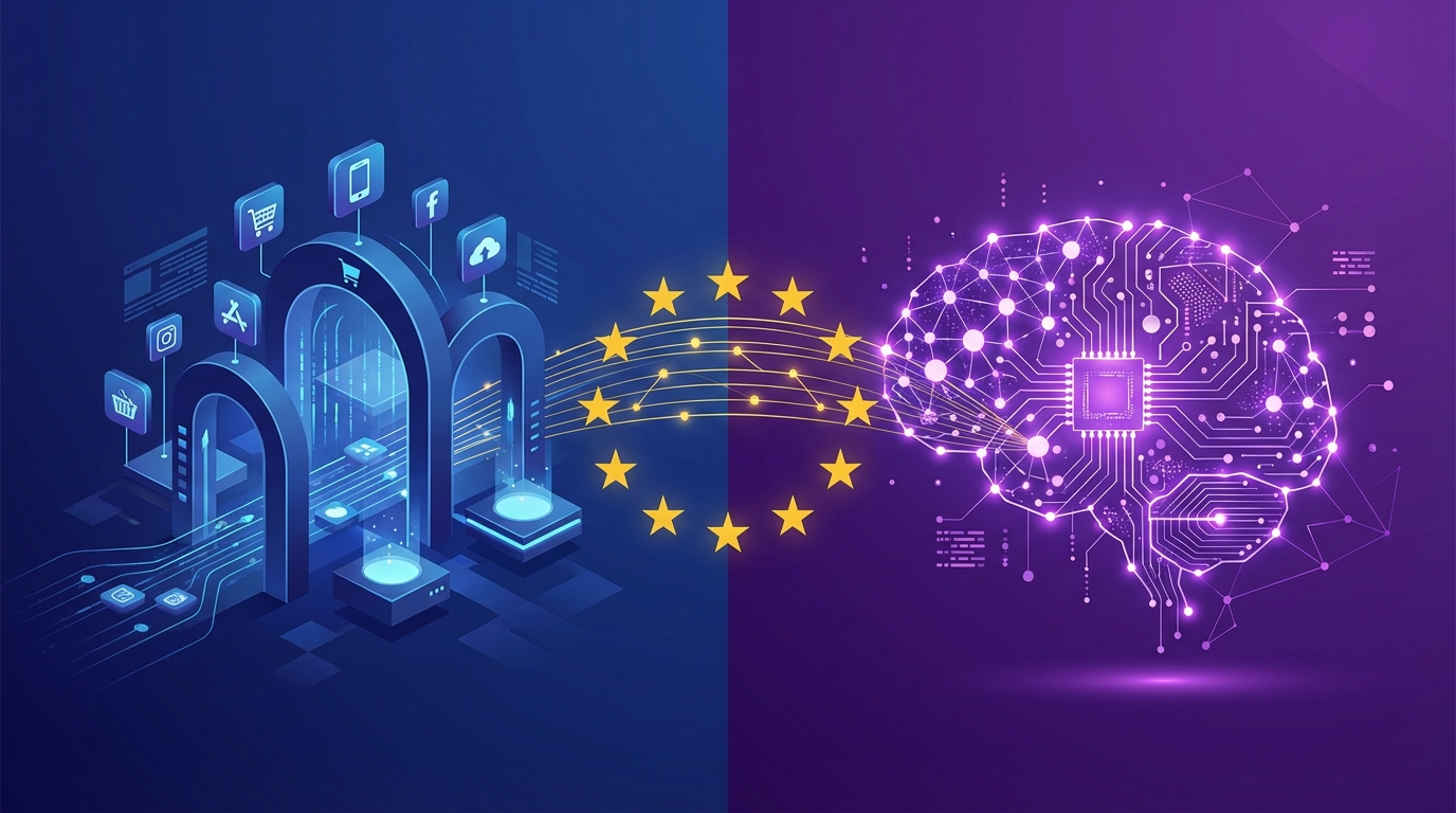 EU Digital Markets Act vs EU AI Act comparison infographic