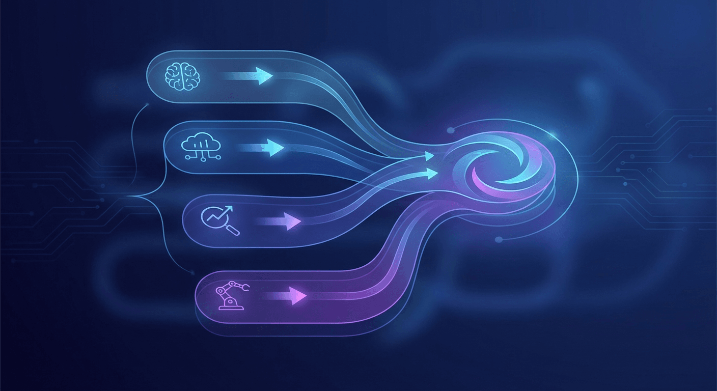 IDC FutureScape AI 2026 composite AI architecture showing generative predictive and agentic integration
