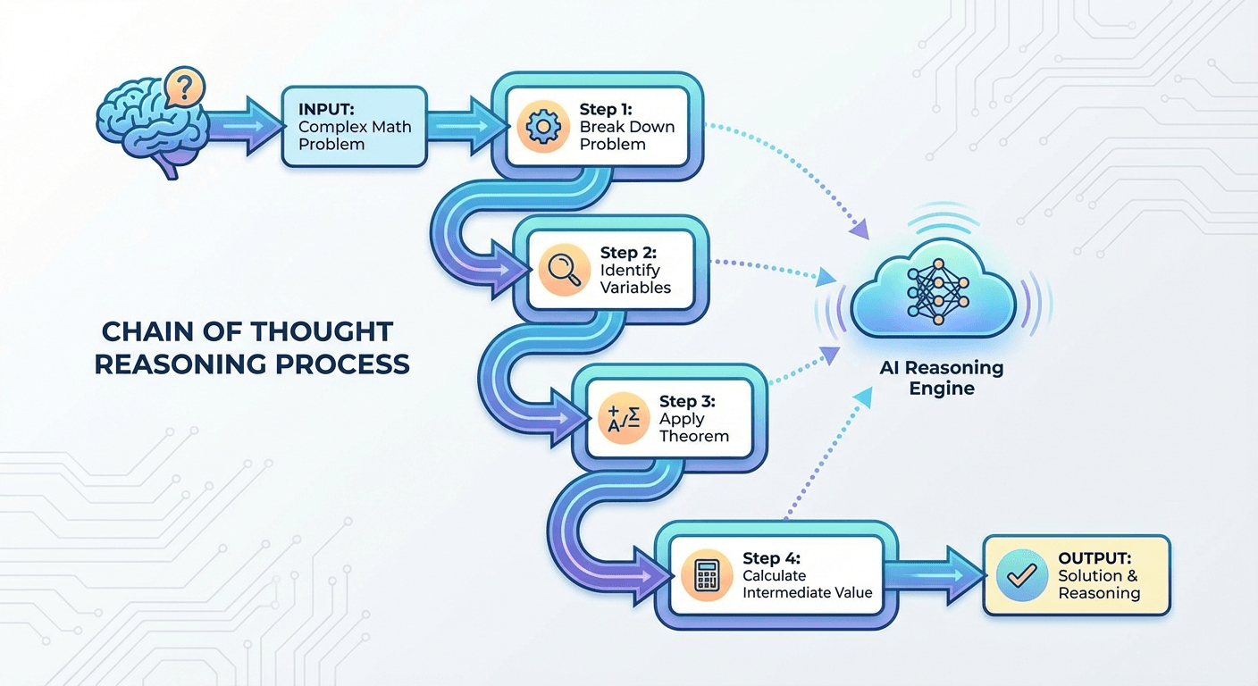 Chain-of-thought reasoning in large language models showing step-by-step logical problem solving