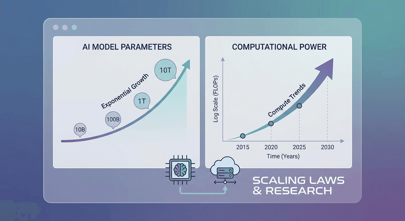 LLM scaling laws visualization showing performance growth curves for large language models