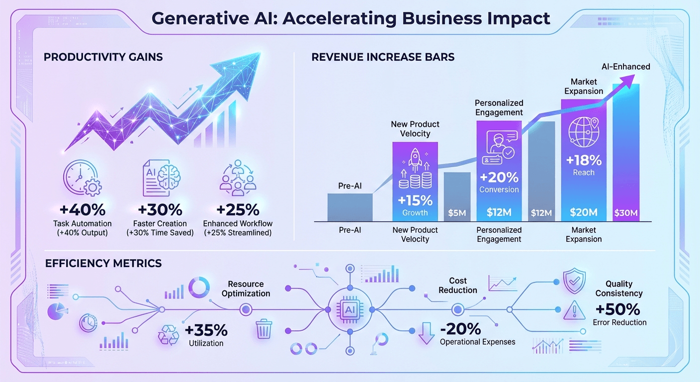 PwC CEO Survey 2025 generative AI impact statistics showing revenue profitability and efficiency gains