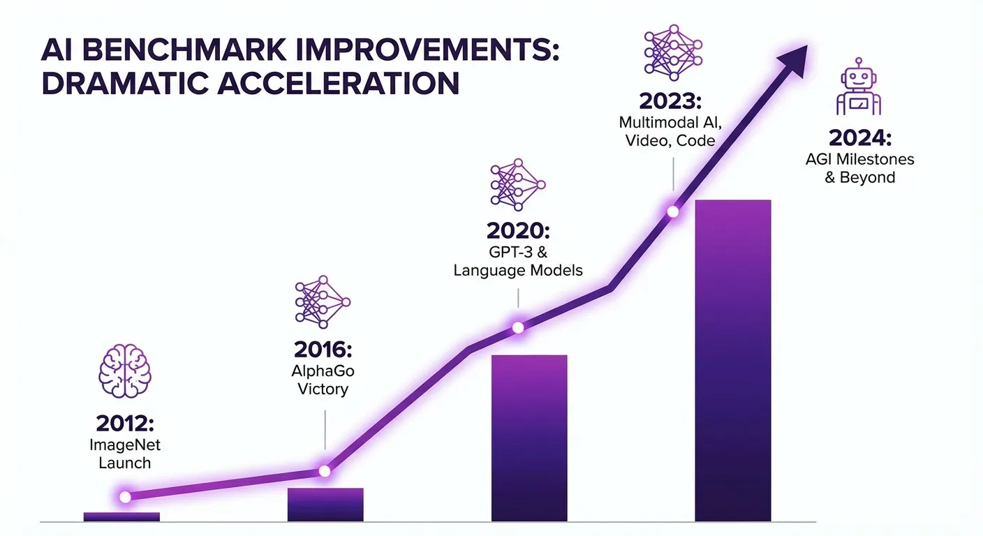 AI benchmark performance improvements 2023-2024 timeline SWE-bench GPQA MMMU gains Stanford AI Index Report 2025